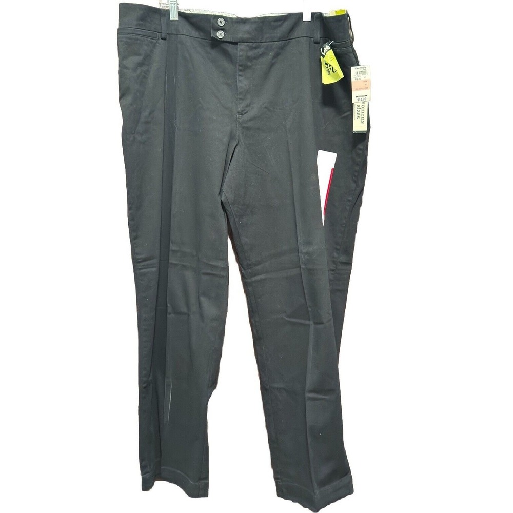 Lee Slacks Comfort Waist Natural Fit Stretch Pants Black Trousers 24W New